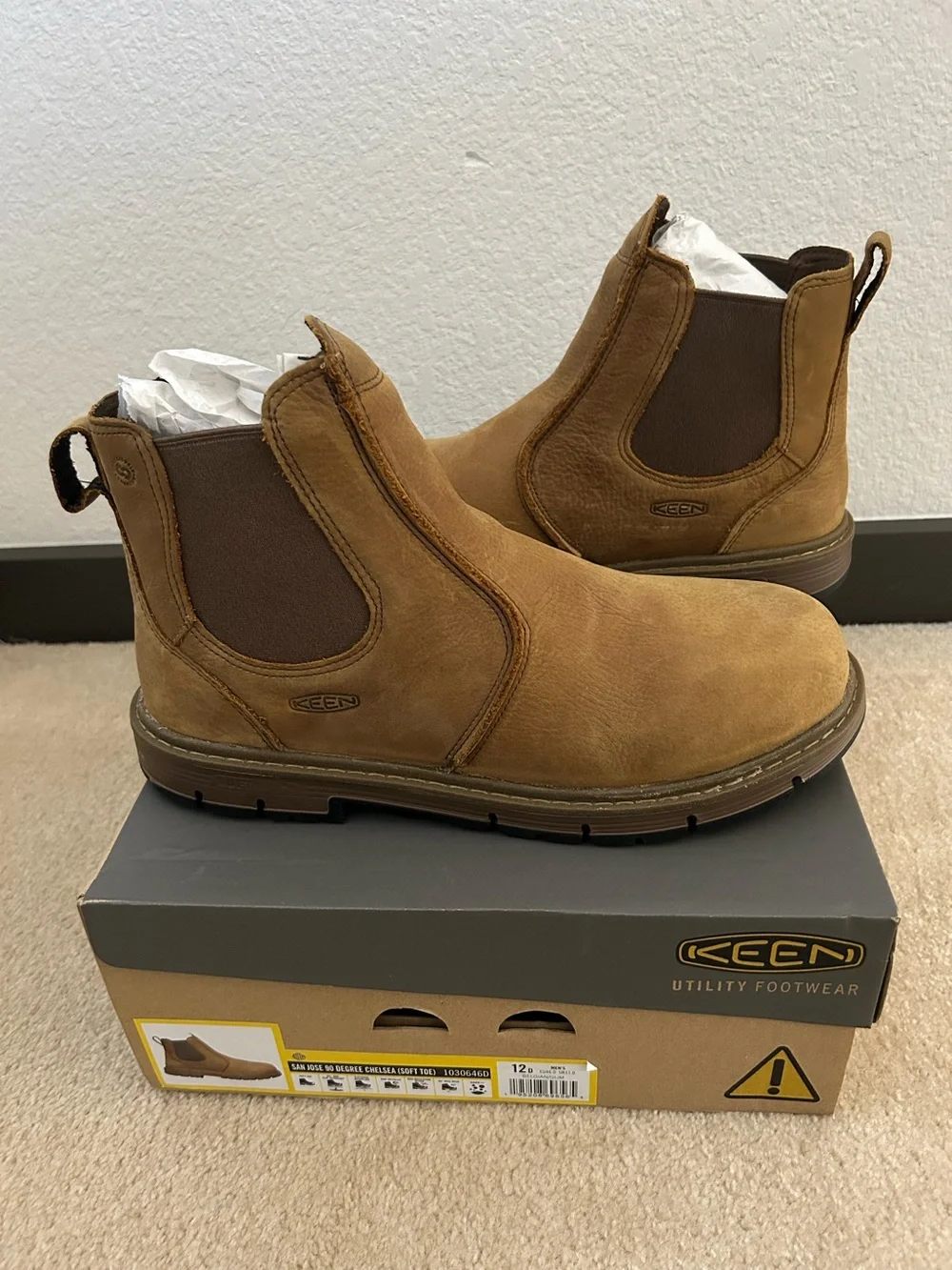 Keen Tan Slip-On Chelsea Work Boots